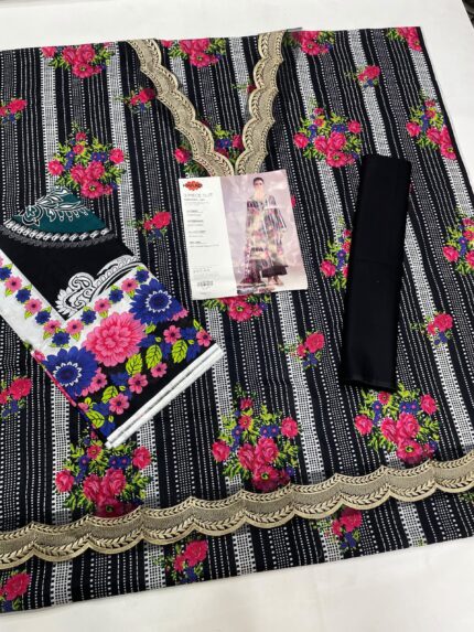KHAADI Black Embroidered 3 Pec